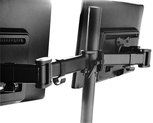 Kantek Triple Monitor Arm, Stand Mounts 3 Screens up tp 27", 2 Articulating Adjustable Arms Hold 18lbs, Desk and Grommet Mount, Cable Management, VESA