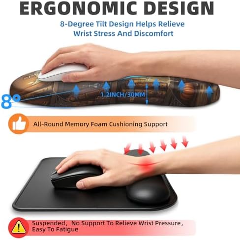 Ergonomic Mouse Pad with Wrist Rest, Memory Foam Wrist Support,Massage Bump