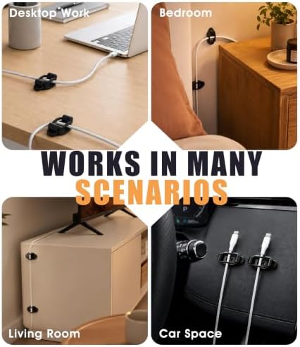 30 Pack Cable Management Clips, Adhesive Cord Holder Organizer
