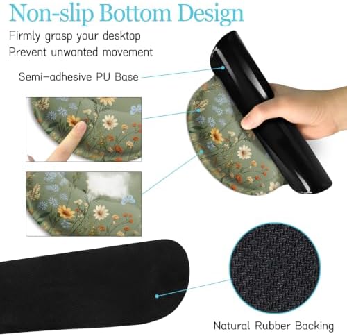 LIMKRIAN Floral Desk Mat Set, Cute Green Desk Accessories Gifts for Women