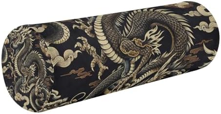 Dragon Japanese Neck Roll Pillow - Extra Dense Memory Foam Round Cylinder Bolster for Cervical Support, Spondylosis, Neck Pain Relief