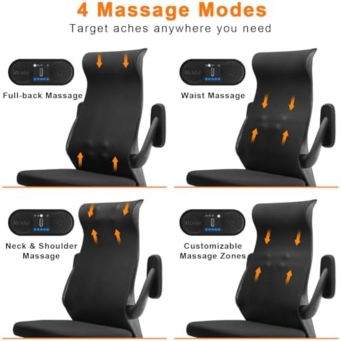 KRAZE Massage Office Chair Ergonomic High-Back Mesh Desk Chair, Black