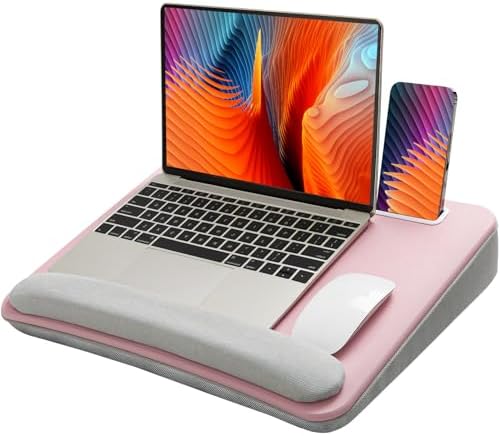 HUANUO Laptop Lap Desk with Cushion, Fit up to 15.6" Laptop, Pink