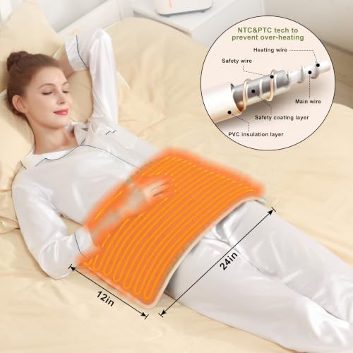 Heating Pad Electric Heat Pad, Hot Heated Pad,Multiple Temp and Timer Settings,Suitable for Shoulders, Neck, arms, Abdomen, Back, Legs, etc (Sage Green, 24"X12")