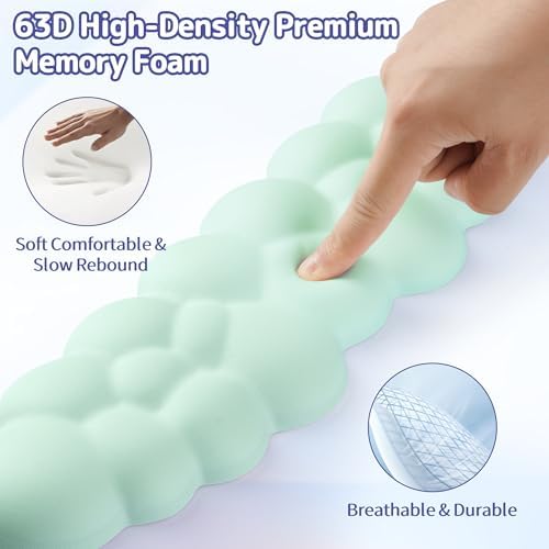Sushret Cloud Wrist Rest Keyboard, Cloud Keyboard Wrist Pad Set with PU Leather Memory Foam, Cute Arm Rest for Palm Support, PC/Gaming Desk Accessories/Office Setup/Computer Hand Cushion - Light Green