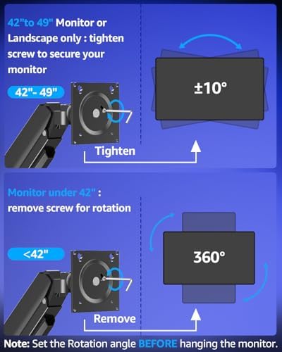 MOUNTUP Dual Monitor Stand Fits 49 45 42 40 39 34 32 Inch Screens, Heavy Duty Dual Monitor Arm Holds 7.7-44 lbs, Vertical Stacked Monitors Mount, Full Motion, Height Adjustable, VESA Mount