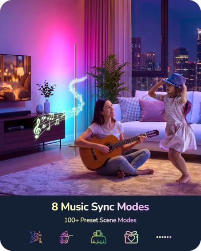 EDISHINE RGBCW Floor Lamps for Living Room, Smart App & Remote Control
