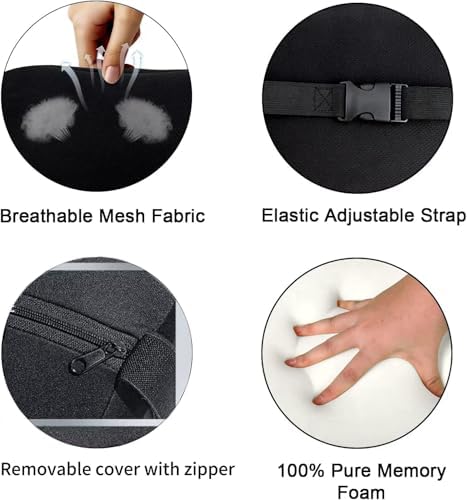 2 Pack Car Headrest Pillow for Neck Support, Soft Car Neck Pillow for Driving with Adjustable Strap and Removable Cover, Universal Fit Headrest Car Pillow