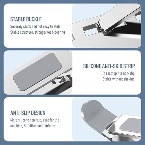 Laptop Stand for Desk, Adjustable Computer Riser with Dual Layer, Portable Foldable Aluminum Notebook Stand Holder Compatible with 13.3-17.3 inch MacBook Dell HP Lenovo, Black