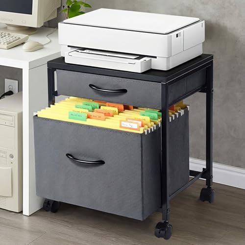 AceOrbit Back to School Rolling File Cabinet Printer Stand,Gray