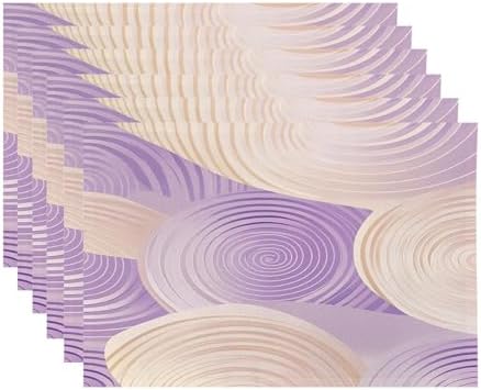 Abstract Art Pastel Hues Linen Placemats, Purple Soft and Modern Pattern Table Mats for Table Washable Heat Insulation Thick Dining Mat, Indoor/Outdoor 12X18 in 6 Pcs