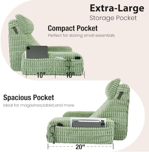 Reading Pillow for Bed Sitting Up with Large Pockets,Modern Style