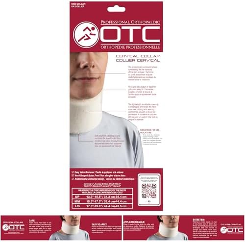 OTC Cervical Collar, Soft Contour Foam, Neck Support Brace, White Narrow 2.5" Depth, X-Small