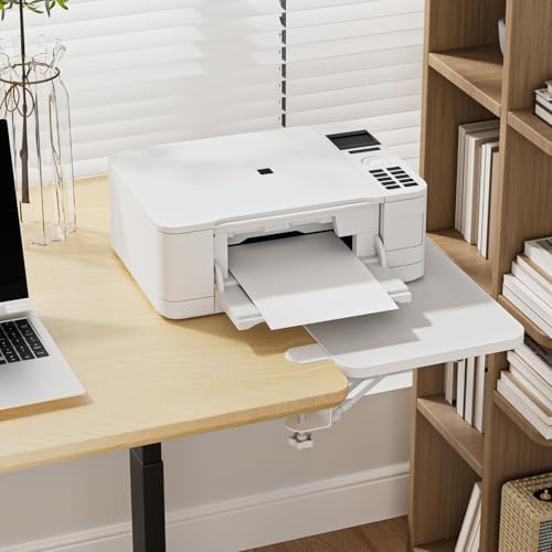 Keyboard Tray Desk Extender, Keyboard Holder with Adjustable C Clamp, 90 Degree Folding Mouse Computer Keyboard Platform Tray ﻿ White