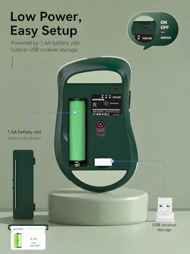 RAPIQUE Bluetooth Wireless Mouse, Dual Bluetooth & 2.4GHz, Avocado Green