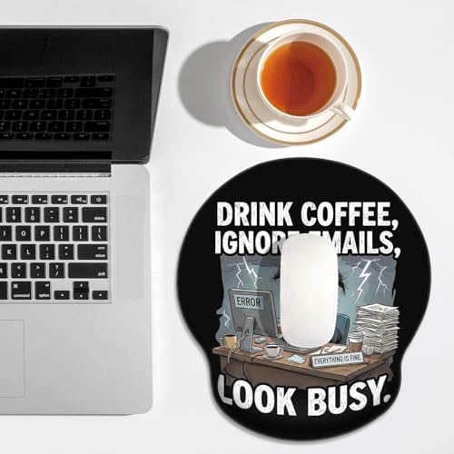 Britimes Ergonomic Mouse Pad with Wrist Support, Dog Coffee