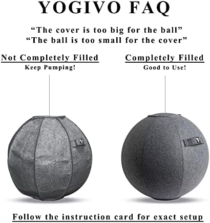 Sitting Ball Chair for Office and Home, Pilates Exercise Yoga Ball with Cover for Balance, Stability and Fitness, Ergonomic Posture Exercise Ball Seat with Handle and Pump