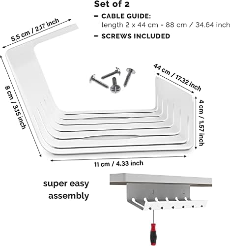 PAMO Cable Management Under Desk, Set of 2 - White