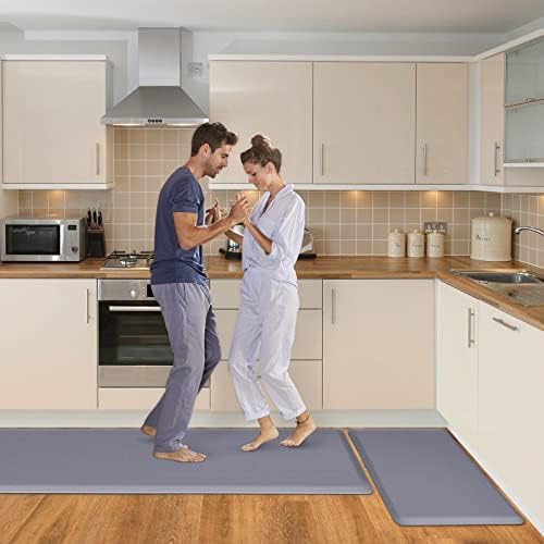HappyTrends Kitchen Mat,17.3"x28"+17.3"x60" Grey, Cushioned Comfort