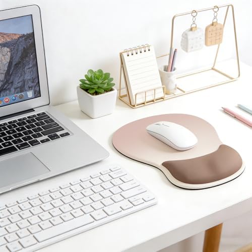 Ergonomic Mouse Pad with Wrist Rest - Gel Wrist Support Mousepad with Non-Slip PU Base for Computer, Laptop, Office & Home