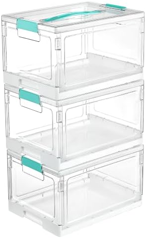 Vtopmart 24 QT Plastic Storage Box with Lid and Latches,3 Pack
