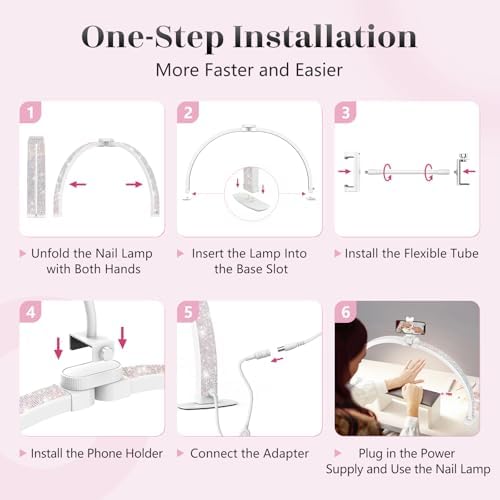 Yokilly Half Moon Light for Nail Desk: 29" Foldable Nail Light for Desk