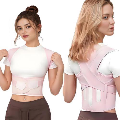 ZYFHOST Back Posture Corrector for Women, Upper Back Brace Support, Pink M
