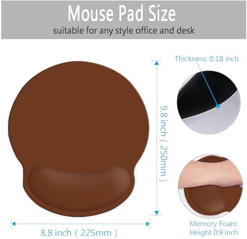Ergonomic Gaming Mouse Pad, Mouse Pad with Wrist Support, Comfortable Mouse Pads with Non-Slip PU Base for Computer, Laptop, Office & Home (Brown)