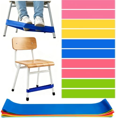 12 Pack Chair Bands for Kids with Fidgety Feet ADHD Tools, Sensory Room Must Haves for Adhd Kids Fidget Bands Autism Classroom Must Haves for Classroom Home Chairs