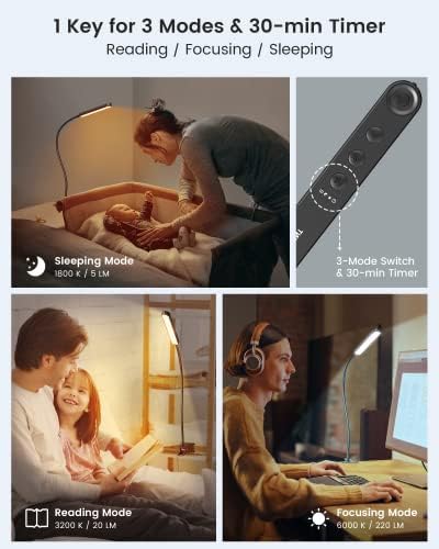 Glocusent 38 LED Clip On Light,5W Eye Caring Book Lights for Reading