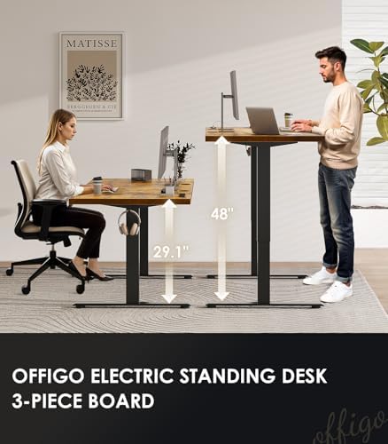 OffiGo 71" Executive Electric Standing Desk Height Adjustable, Rustic Brown