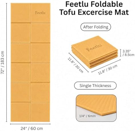 Foldable Yoga Mat, 72" x 24" x 6mm, Lightweight & Non-Slip