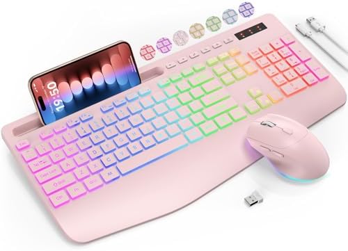 SABLUTE Wireless Keyboard and Mouse Combo, 9 Backlit Effects, RGB, 2.4GHz