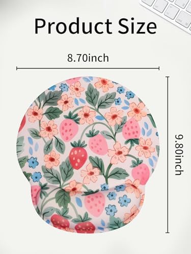 Seorsok Brightly Colored Strawberry Mouse Pad with Gel Wrist Support Mouse Pad,Ergonomic Aesthetic,Comfortable Mousepad for Office Game Work Computer,Pain Relief Mousepad with Non-Slip Silicone Base