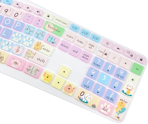 Silicone Keyboard Cover Compatible with Logitech Ergo K860 Ergonomic Keyboard US Layout, Logitech K860 Accessories, Cute Cat