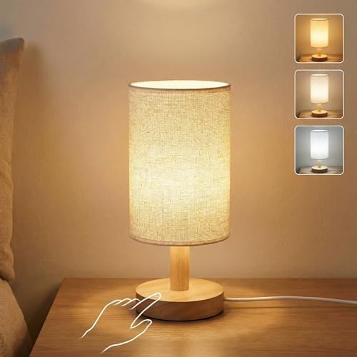 Touch Bedside Table Lamp with 3 Color Temperatures & Stepless Dimming