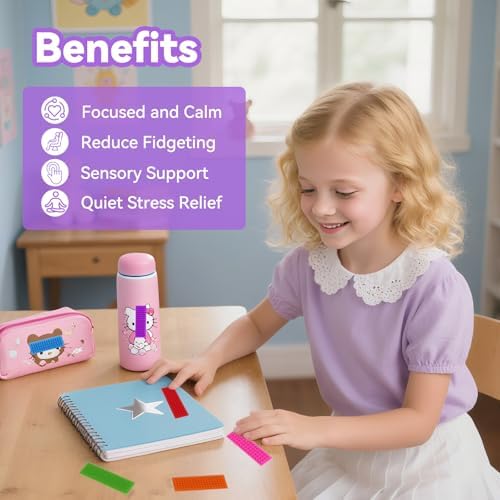 Textured Sensory Stickers – 8 Pack Silicone Fidget Strips for Kids & Adults with ADHD, Autism & Anxiety – Quiet Toys for Desk, Travel & Office – Great for Gifting, Rewards & Fillers