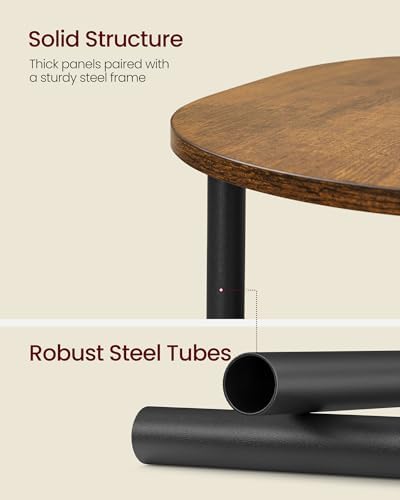 VASAGLE Side Table, Small End Table, Tall Nightstand, Steel Frame