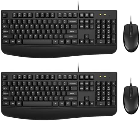 EDJO Wired Keyboard and Mouse Combo,Ergonomic with Palm Rest(2 Pack)