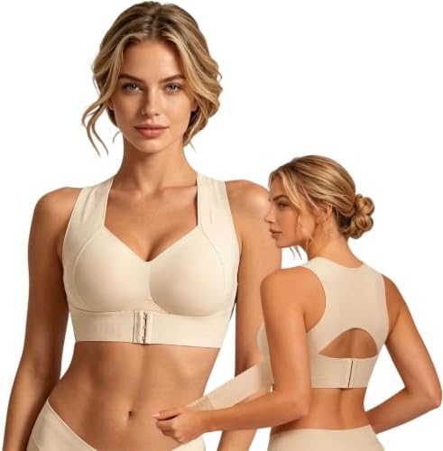 Posture Support Bras for Older Women Front Closure Crossback Wireless Bra Full Coverage Posture Correcting Bralette