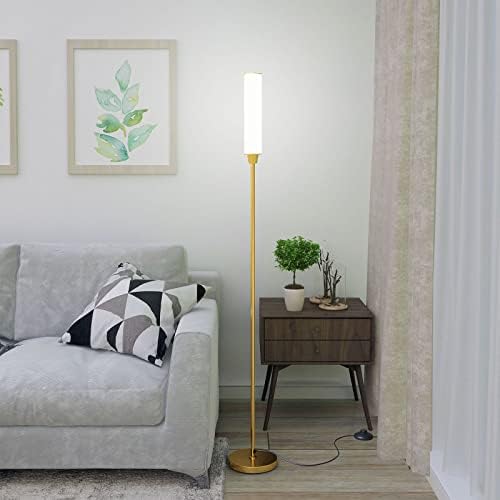 Nukanu Floor Lamp with Remote Control,Bright Floor Lamps for Living Room/Bedroom/Office, Stepless Adjustable 3000K-6000K Colors and 10-100% Brightness,Standing Light with Foot Switch (Gold)