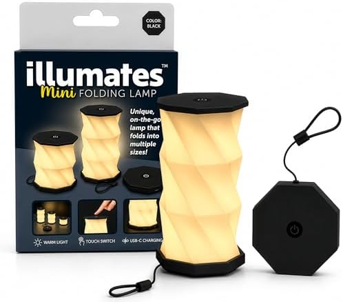 Origami Expanding Foldable LED Desk Lamp – USB Rechargeable & Portable - Dimmable Touch Control Light with Adjustable Height up to 5 1/2 for Office, Travel, Bedside - Sleek & Modern Design (Black)