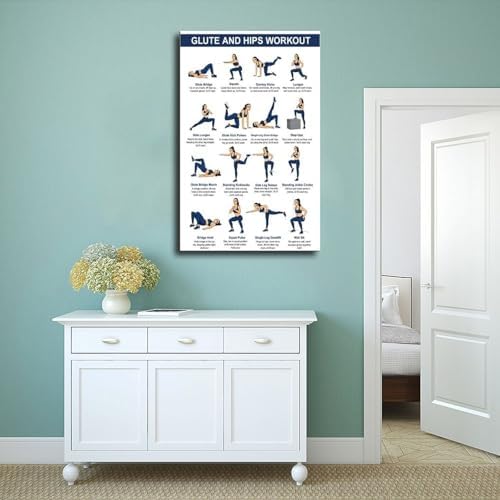Glute And Hips Workout for Women Lower Body Exercise Chart Leg And Glute Home Gym Fitness Canvas Poster Bedroom Decor Room Decor Unframe 20x30inch