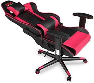 Professional Pink Gaming Chair - Leather Gaming Chair with Adjustable Height and Headrest Support