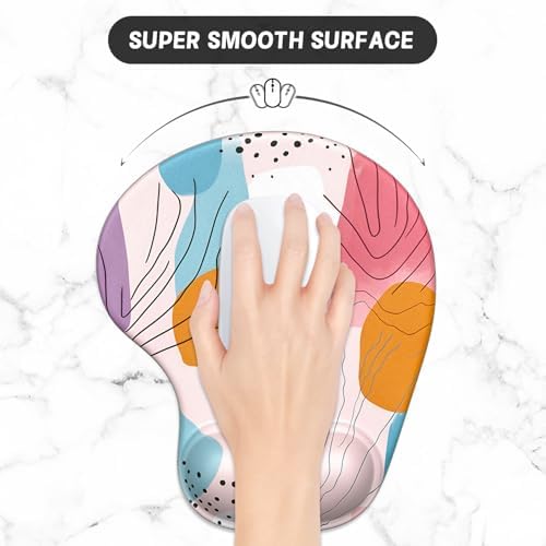 ITNRSIIET Ergonomic Mouse Pad Coaster Set with Gel Wrist Support Wrist Rest Smooth Surface Non-Slip PU Base Comfortable Office Supplies Pain Relief, 9.5 x 8.3 inches, Art Style Pattern
