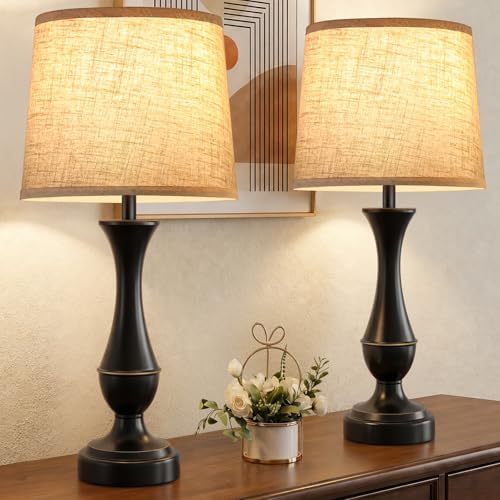 Touch Lamps for Nightstand, 3 Way Dimmable Lamps for Bedroom with USB C+A