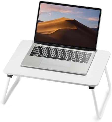 FISYOD Foldable Lap Desk, Laptop Bed Desk, Portable Bed Table, Laptop Stand for Bed & Couch, Lightweight & Mini - White