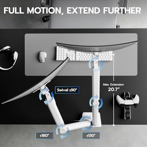 ARES WING Dual Monitor Mount with USB for 2 Monitors for 17-35 inch, White