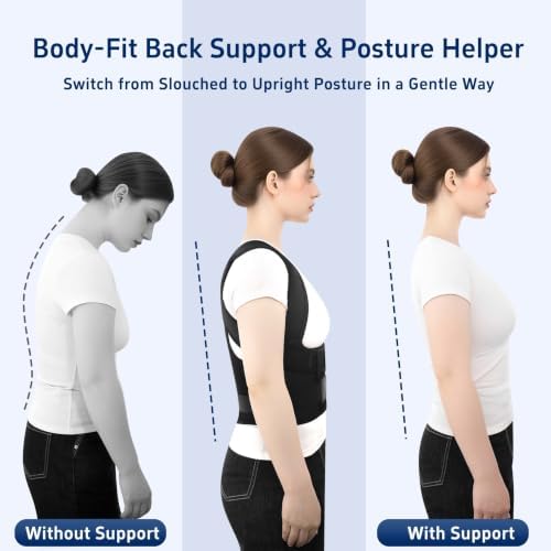 Back Brace Posture Corrector for Women and Men Upgraded Dynamic Traction Correction System Adjustable Shoulder Support Straightener Helps Reduce Upper Lower Back Pain Suitable for Hump Scoliosis Black Large