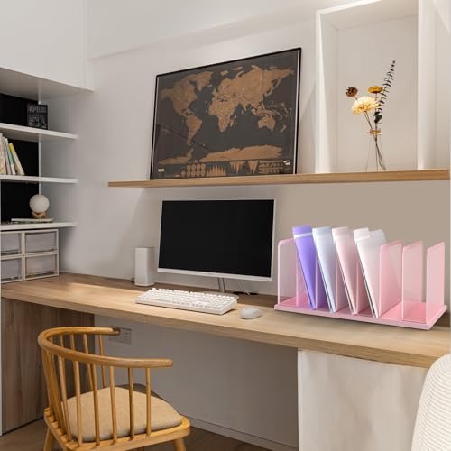 Kuntine.B 7-Section Upright Desk File Organizer Pink 2 Pack